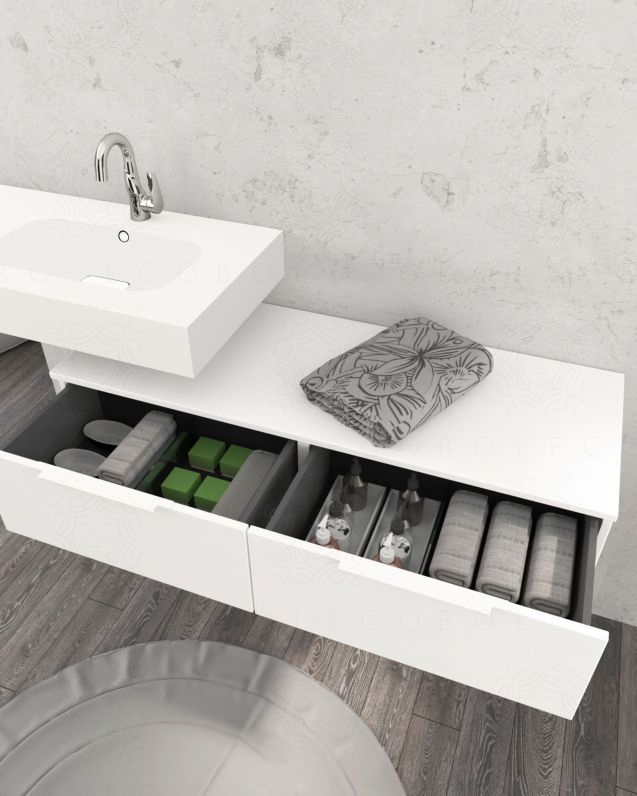 Cassettiera sospesa 120 cm bianco opaco Elite
