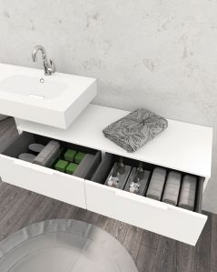 Cassettiera sospesa 120 cm bianco opaco Elite
