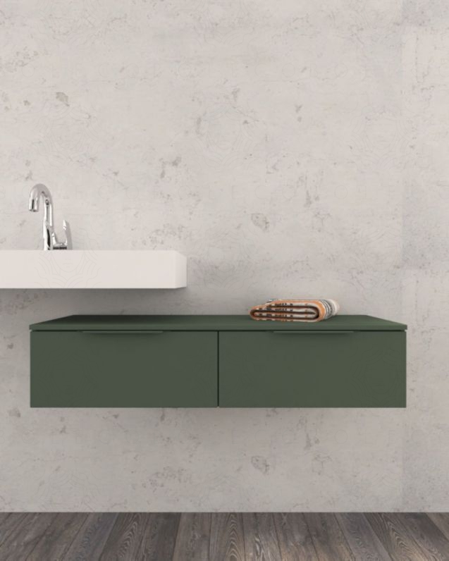 Cassettiera sospesa 120 cm verde opaco Elite