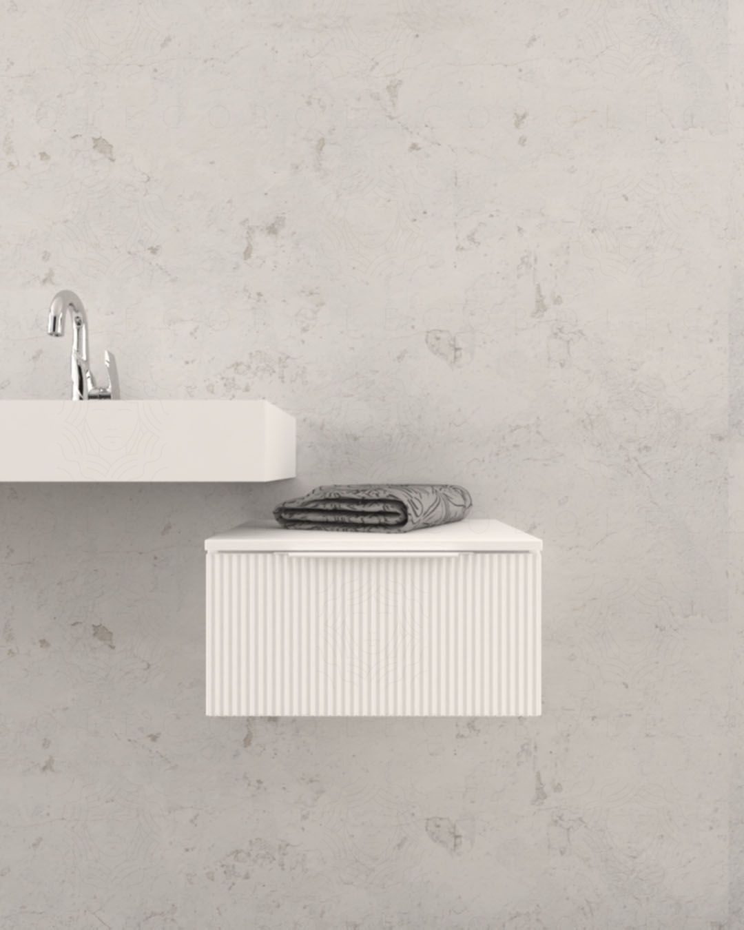 Cassettiera sospesa 50 cm bianco opaco Elite - 1 cassetto plissé Cassettiera sospesa 50 cm bianco opaco Elite - 1 cassetto plissé