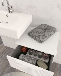 Cassettiera sospesa 50 cm bianco opaco Elite - 1 cassetto plissé