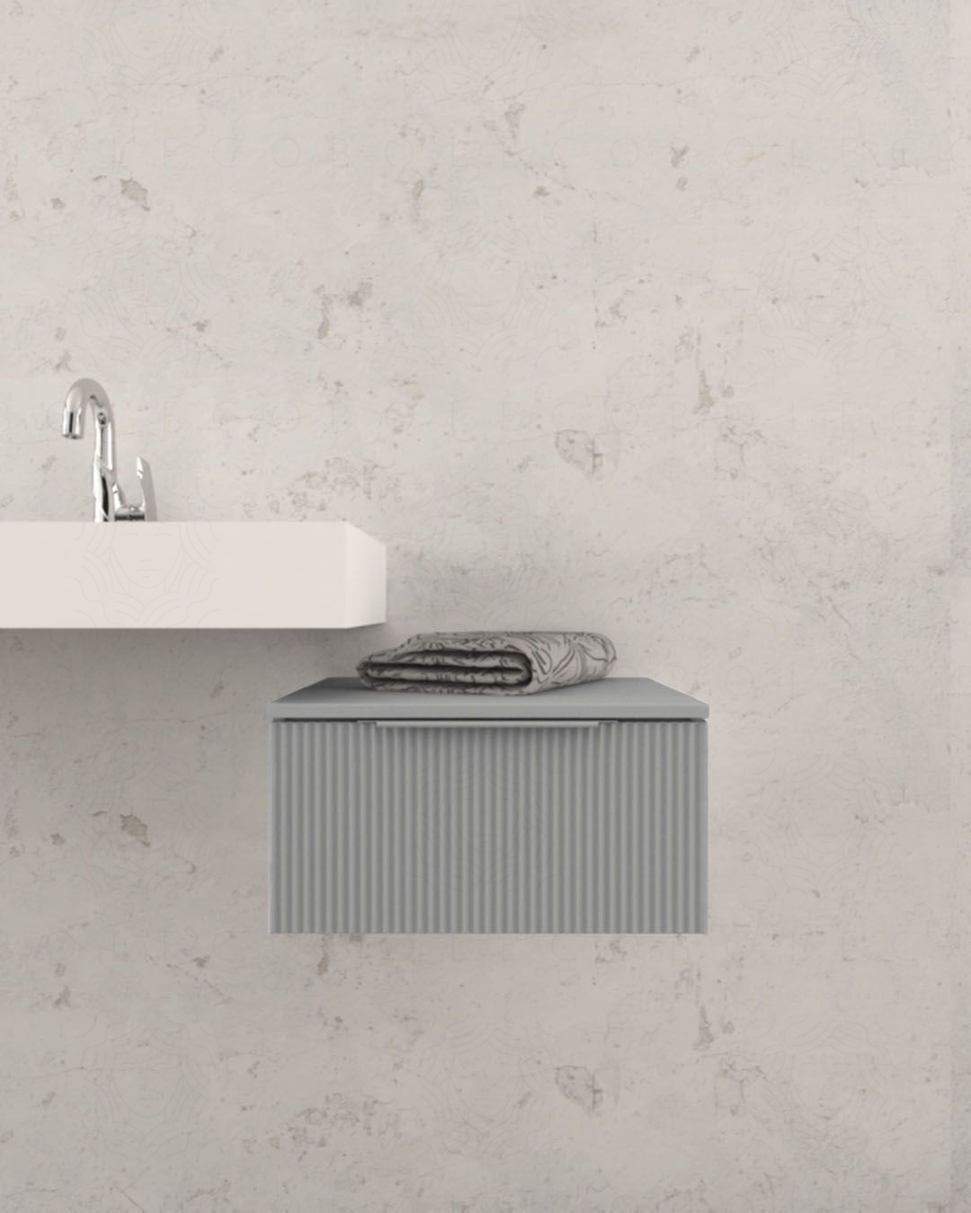 Cassettiera sospesa 50 cm grigio medio Elite - 1 cassetto plissé Cassettiera sospesa 50 cm grigio medio Elite - 1 cassetto plissé