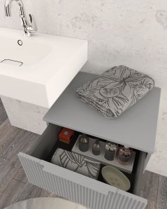 Cassettiera sospesa 50 cm grigio medio Elite - 1 cassetto plissé