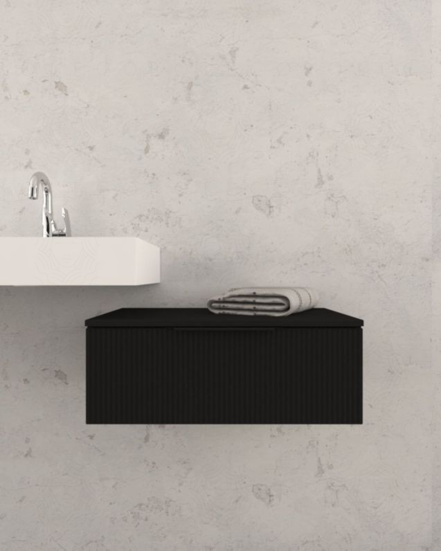Cassettiera sospesa 70 cm nero opaco Elite - 1 cassetto plisse Cassettiera sospesa 70 cm nero opaco Elite - 1 cassetto plisse
