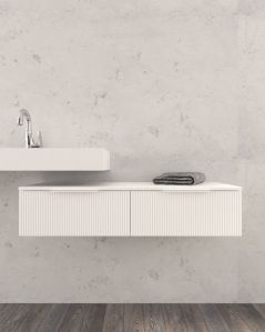 Cassettiera sospesa 120 cm bianco opaco Elite - 2 cassetti plisse
