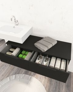 Cassettiera sospesa 120 cm nero opaco Elite - 2 cassetti plisse