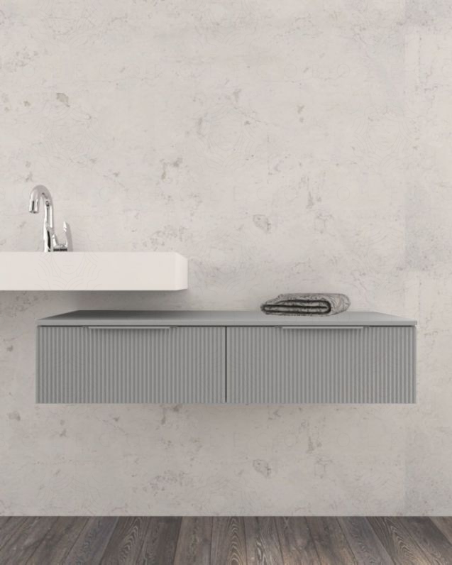 Cassettiera sospesa 120 cm grigio medio Elite - 2 cassetti plisse