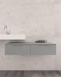 Cassettiera sospesa 120 cm grigio medio Elite - 2 cassetti plisse