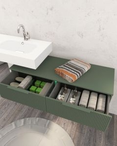 Cassettiera sospesa 120 cm verde opaco Elite - 2 cassetti plisse
