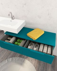 Cassettiera sospesa 120 cm blu avio Elite - 2 cassetti plisse