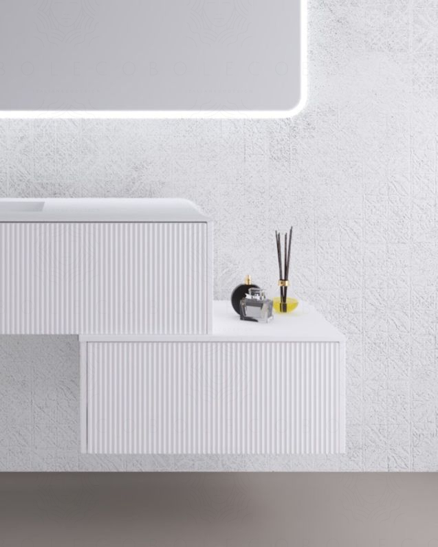Cassettiera bagno sospesa Diamante 70 cm bianco opaco con 1 cassetto