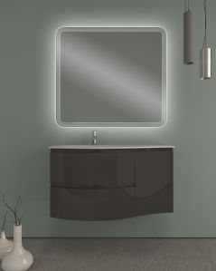 Mobile bagno sospeso Greta 105 cm antracite lucido – curvo