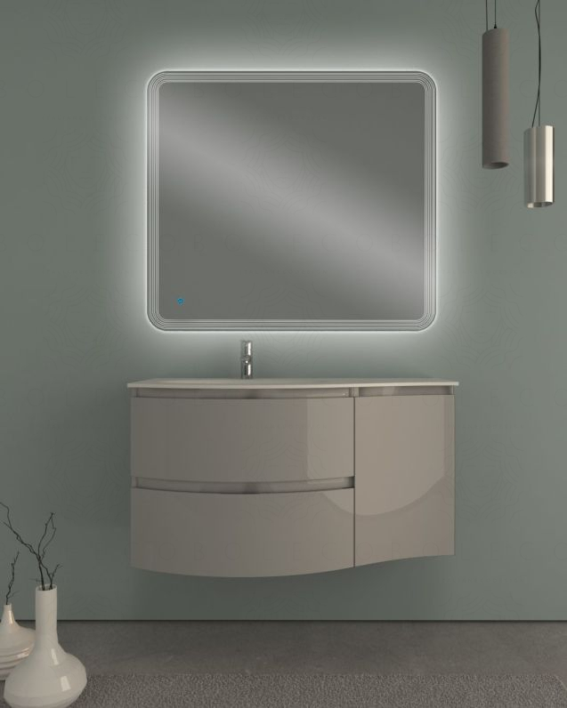 Mobile bagno sospeso Greta 105 cm grigio lucido – curvo Mobile bagno sospeso Greta 105 cm grigio lucido – curvo