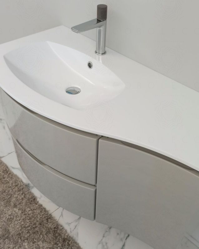 Mobile bagno sospeso Greta 105 cm grigio lucido – curvo Mobile bagno sospeso Greta 105 cm grigio lucido – curvo