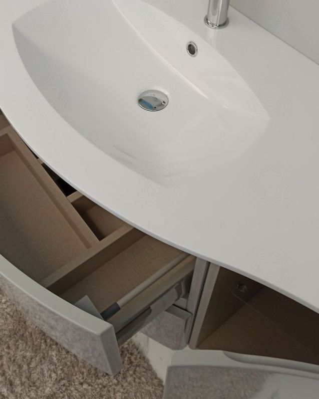 Mobile bagno sospeso Greta 105 cm grigio lucido – curvo Mobile bagno sospeso Greta 105 cm grigio lucido – curvo
