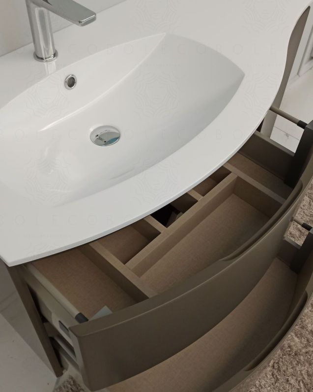 Mobile bagno sospeso Greta 105 cm grigio vulcano – curvo Mobile bagno sospeso Greta 105 cm grigio vulcano – curvo