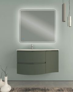Mobile bagno sospeso Greta 105 cm verde opaco – curvo