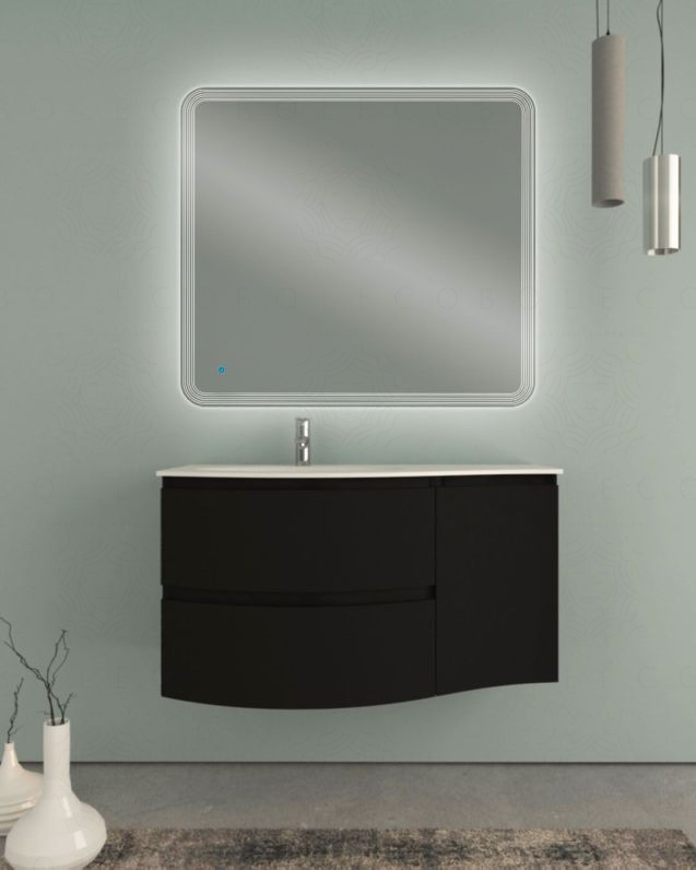 Mobile bagno sospeso Greta 105 cm nero opaco – curvo