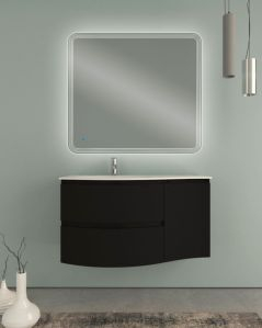 Mobile bagno sospeso Greta 105 cm nero opaco – curvo