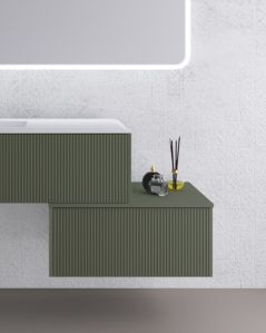 Cassettiera bagno sospesa Diamante 70 cm verde opaco con 1 cassetto