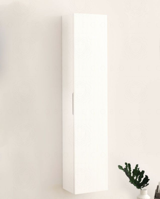 Colonna bagno cm 35x160 Zen  bianco opaco con 1 anta cannettata