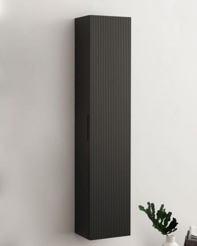 Colonna bagno cm 35x160 Zen nero opaco con 1 anta cannettata