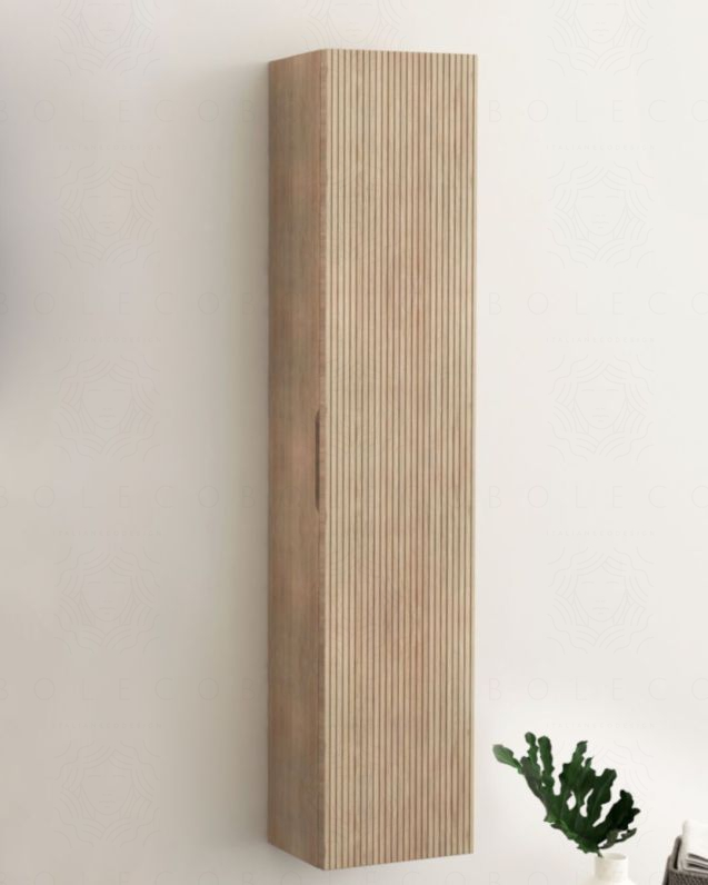 Colonna bagno cm 35x160 Zen rovere naturale con 1 anta cannettata