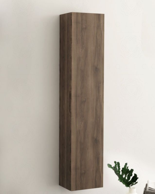 Colonna bagno cm 35x160 Zen noce con 1 anta cannettata