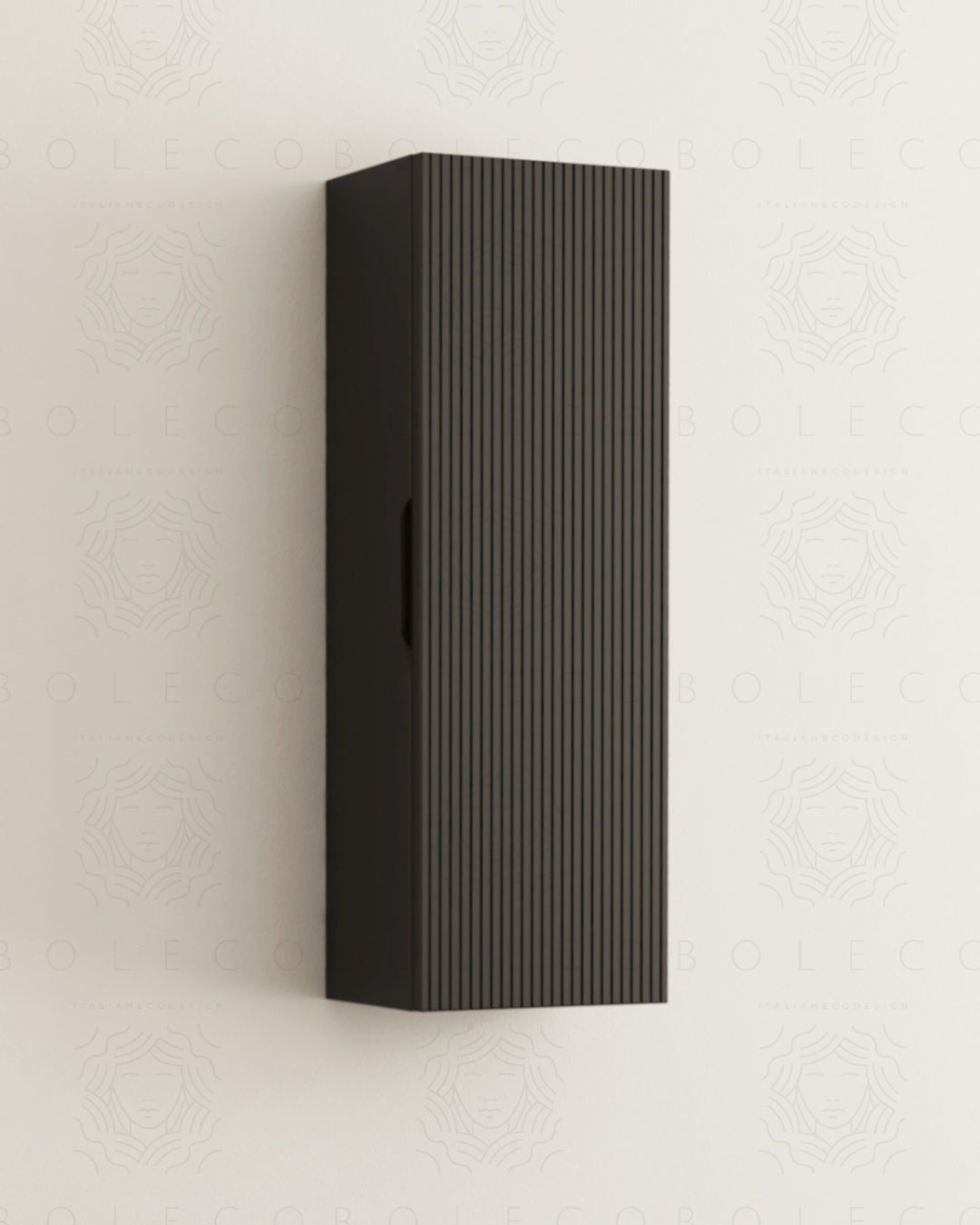 Colonna bagno cm 35x100 Zen nero opaco - 1 anta cannettata Colonna bagno cm 35x100 Zen nero opaco - 1 anta cannettata