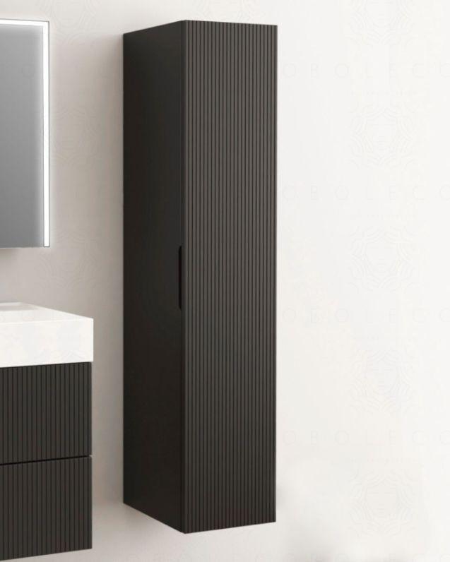 Colonna bagno sospesa Zen cannettata cm 35x160 cm nero opaco