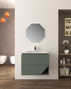 Mobile bagno sospeso Fashion cm 70 verde opaco e lavabo in