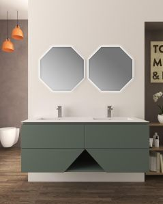 Mobile bagno sospeso Fashion cm 140 verde opaco e lavabo in