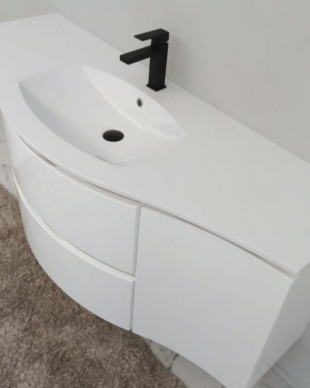 Mobile bagno sospeso Greta, curvo, cm.138