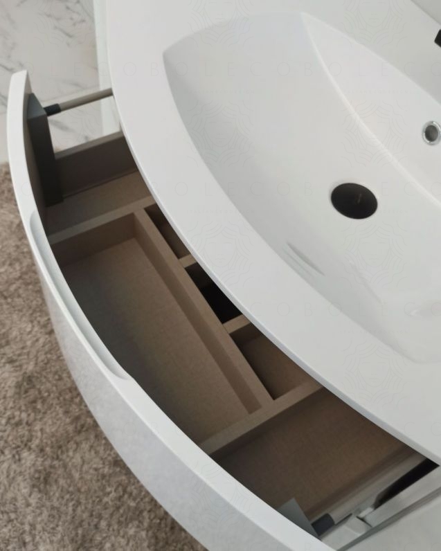 Mobile bagno sospeso Greta, curvo, cm.138