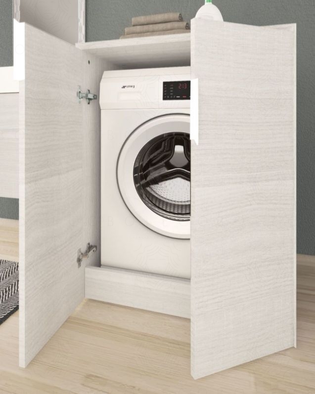 Colonna bagno porta lavatrice Diadema rovere bianco cm.70x93 Colonna bagno porta lavatrice Diadema rovere bianco cm.70x93