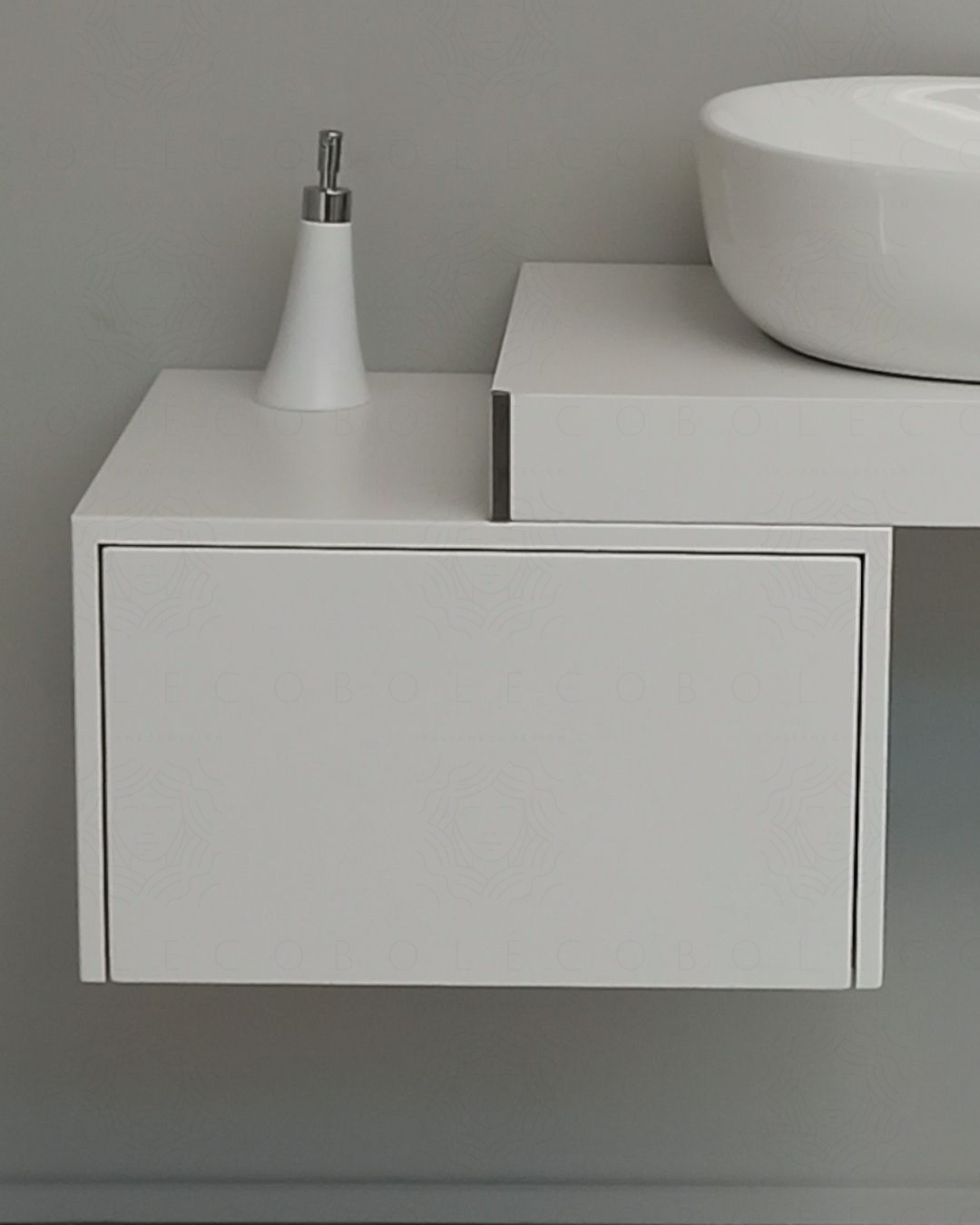 Cassettiera sospesa cm.50, push-pull bianco opaco Cassettiera sospesa cm.50, push-pull bianco opaco