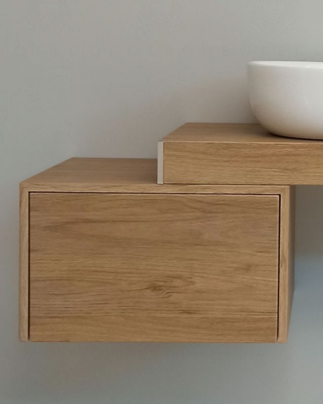 Cassettiera sospesa cm.50, push-pull rovere naturale