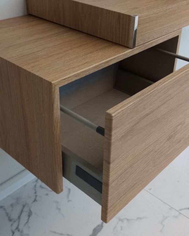 Cassettiera sospesa cm.50, push-pull rovere naturale