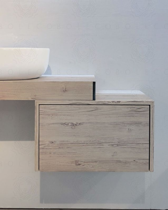 Cassettiera sospesa 50 cm push-pull rovere grigio
