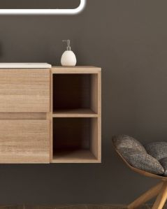 Cassettiera bagno sospesa a giorno rovere segato cm 30x55