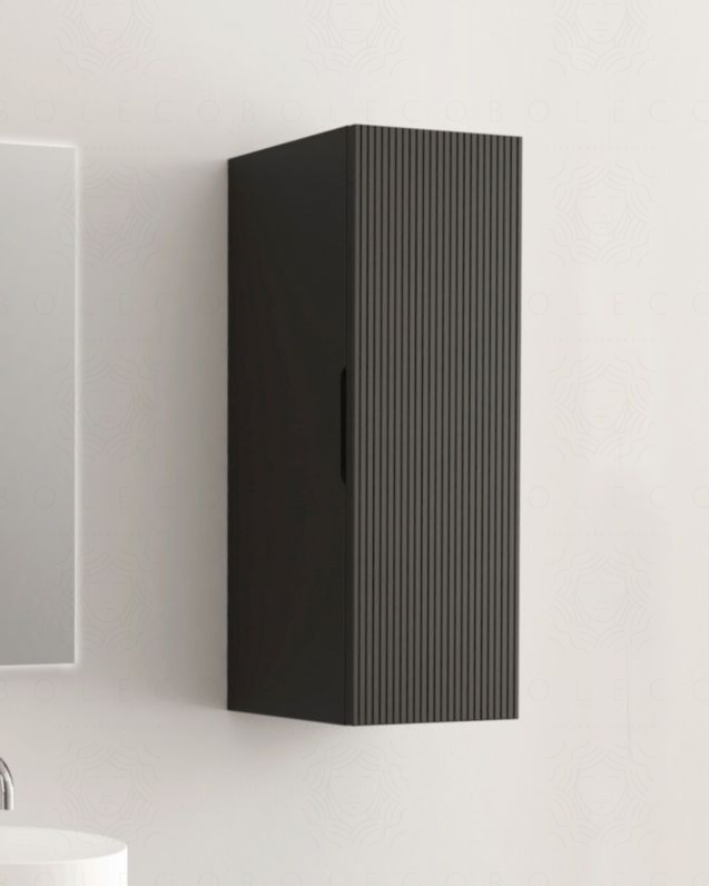 Colonna bagno cm 35x100 nero opaco con frontale cannettato Colonna bagno cm 35x100 nero opaco con frontale cannettato