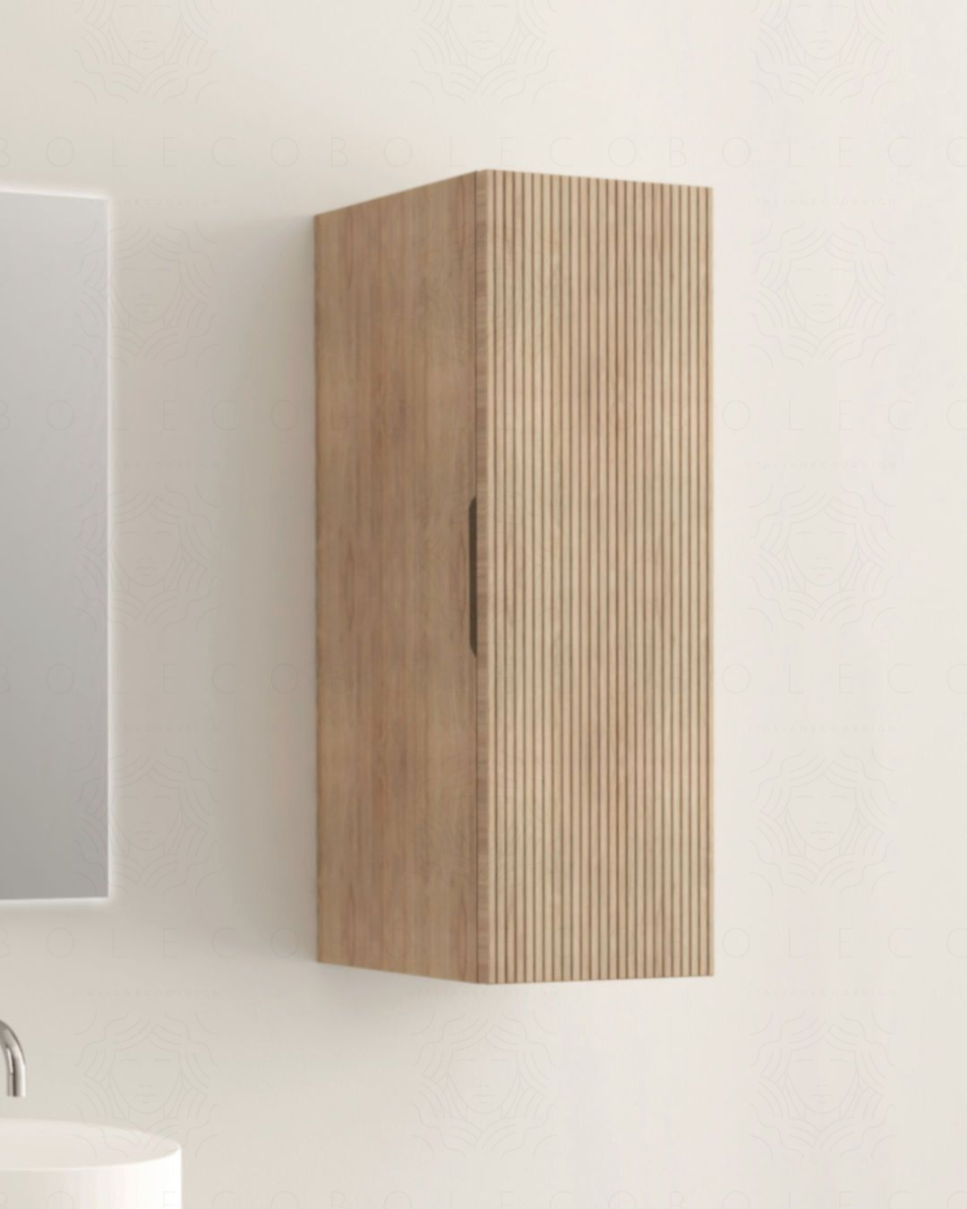 Colonna bagno cm 35x100 rovere naturale con frontale cannettato Colonna bagno cm 35x100 rovere naturale con frontale cannettato