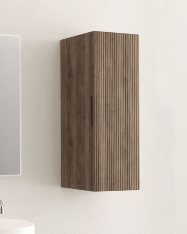 Colonna bagno cm 35x100 noce con frontale cannettato Colonna bagno cm 35x100 noce con frontale cannettato