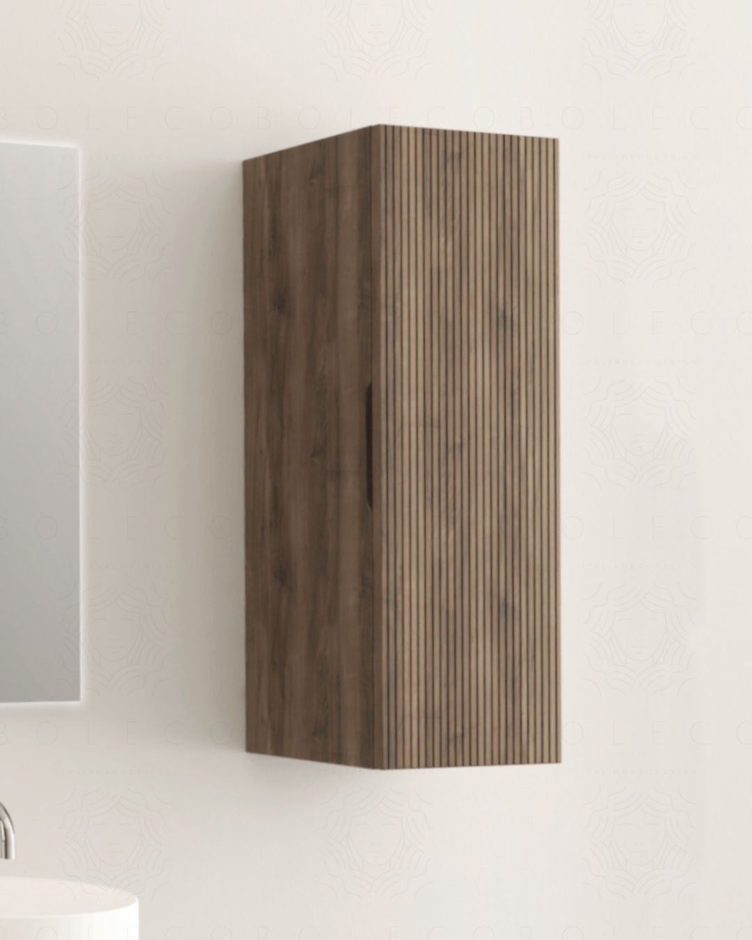 Colonna bagno cm 35x100 noce con frontale cannettato Colonna bagno cm 35x100 noce con frontale cannettato