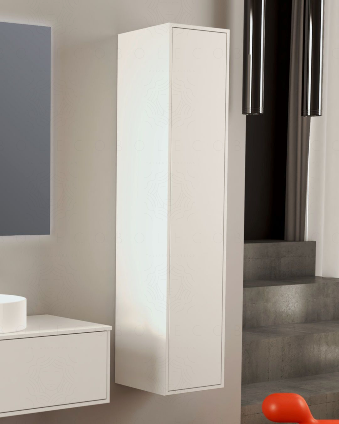 Colonna bagno Prisma cm 35x160 bianco opaco con apertura push Colonna bagno Prisma cm 35x160 bianco opaco con apertura push