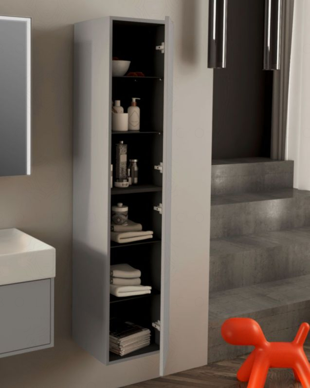 Colonna bagno Prisma cm 35x160 grigio medio con apertura push Colonna bagno Prisma cm 35x160 grigio medio con apertura push