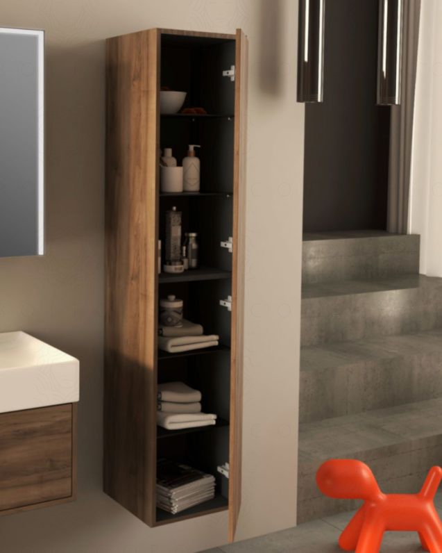 Colonna bagno Prisma cm 35x160 noce con apertura push