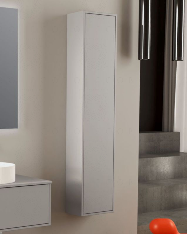 Colonna bagno Prisma cm 35x160 grigio medio  con apertura push – profonda 20 cm