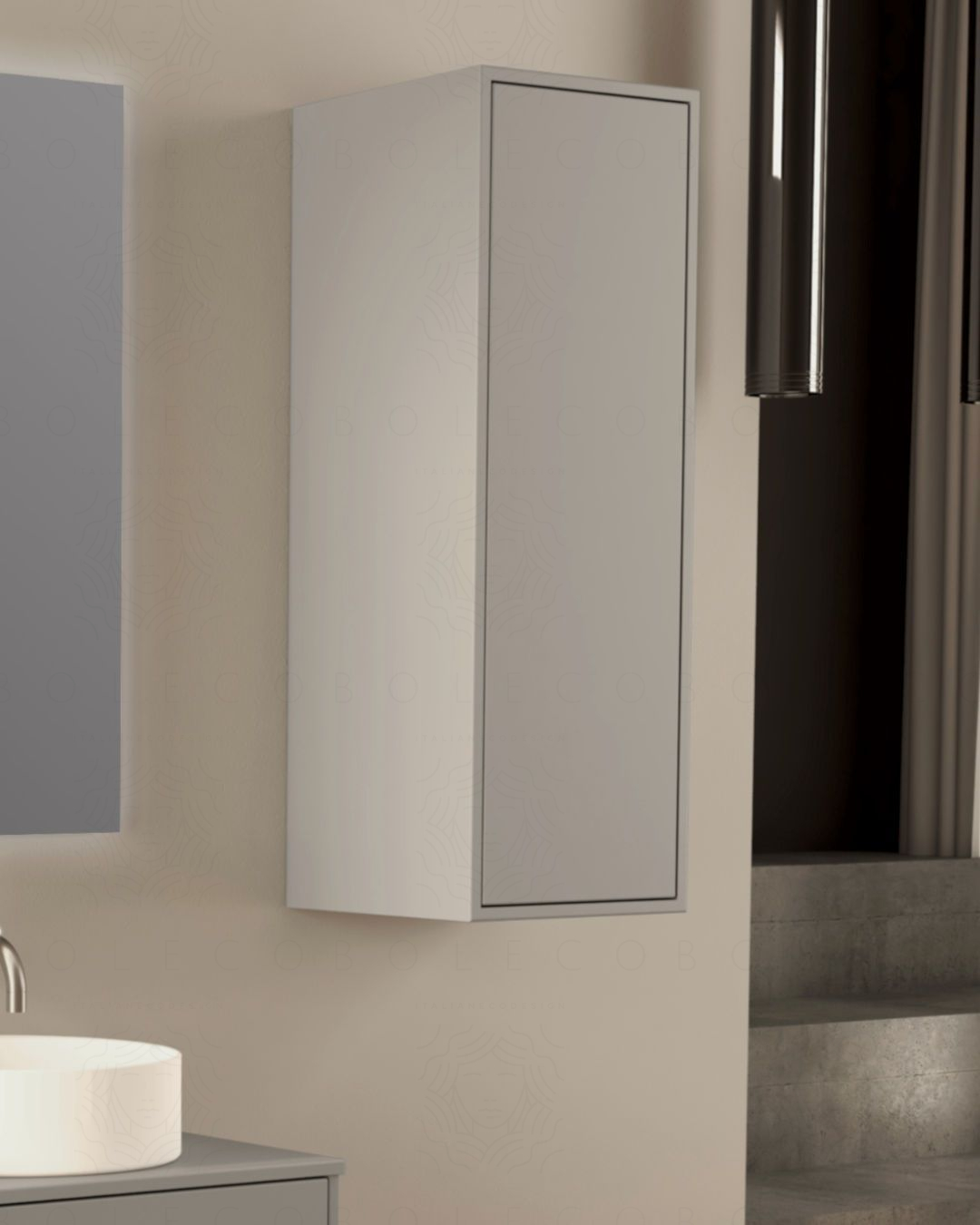 Colonna bagno Prisma cm 35x100 grigio medio con apertura push – profonda 35 cm Colonna bagno Prisma cm 35x100 grigio medio con apertura push – profonda 35 cm