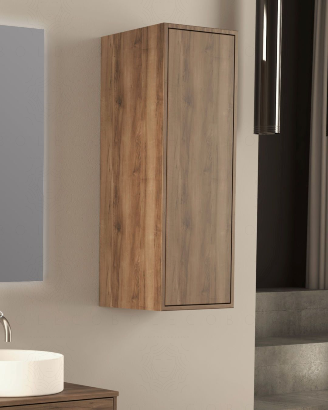 Colonna bagno Prisma cm 35x100 noce con apertura push – profonda 35 cm Colonna bagno Prisma cm 35x100 noce con apertura push – profonda 35 cm